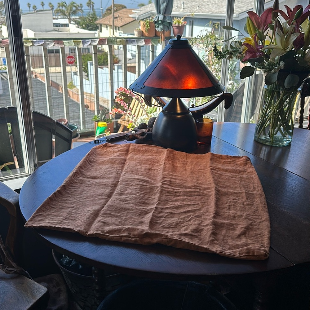 Cultiver Linen Euro Sham/ Pillowcase in gorgeous rich Cedar color. Envelope back